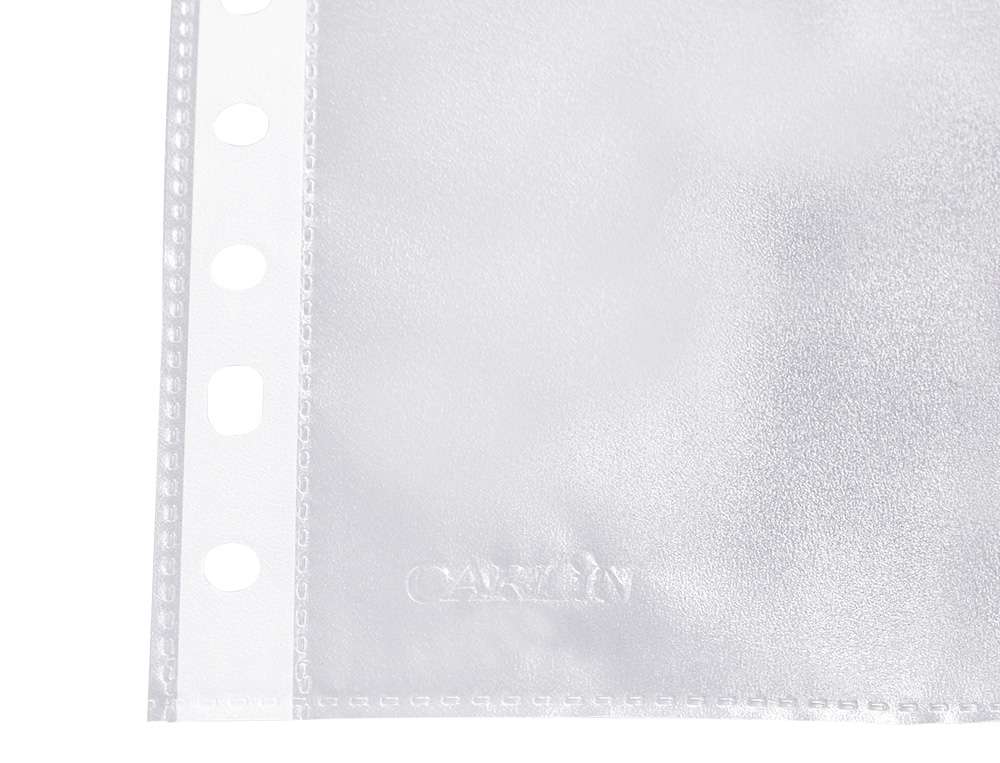 FUNDA MULTITALADRO CARLIN POLIPROPILENO DIN A4 STANDARD 16 TALADROS CAJA DE 100 UNIDADES