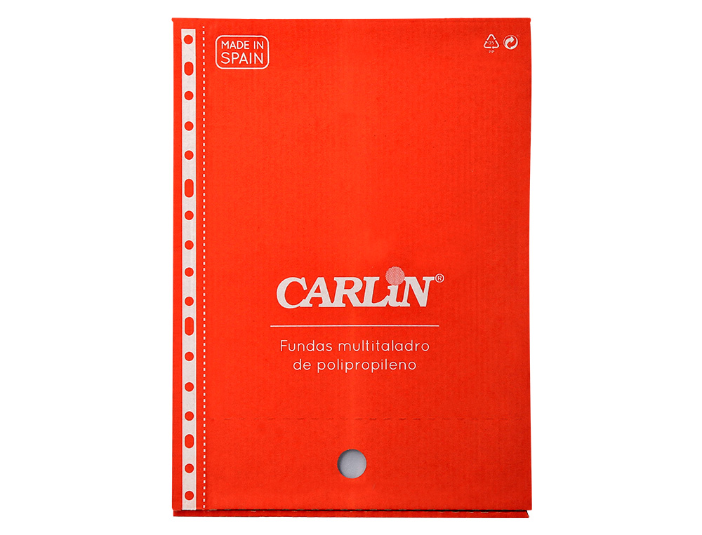 FUNDA MULTITALADRO CARLIN POLIPROPILENO DIN A4 STANDARD 16 TALADROS CAJA DE 100 UNIDADES
