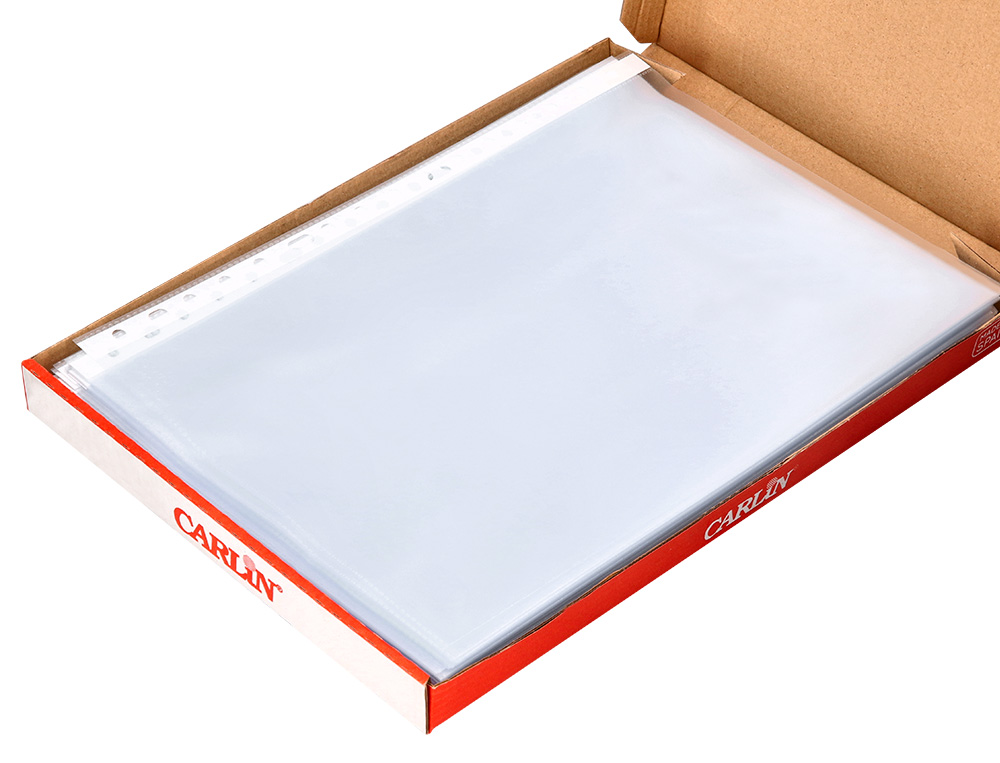 FUNDA MULTITALADRO CARLIN POLIPROPILENO DIN A4 STANDARD 16 TALADROS CAJA DE 100 UNIDADES