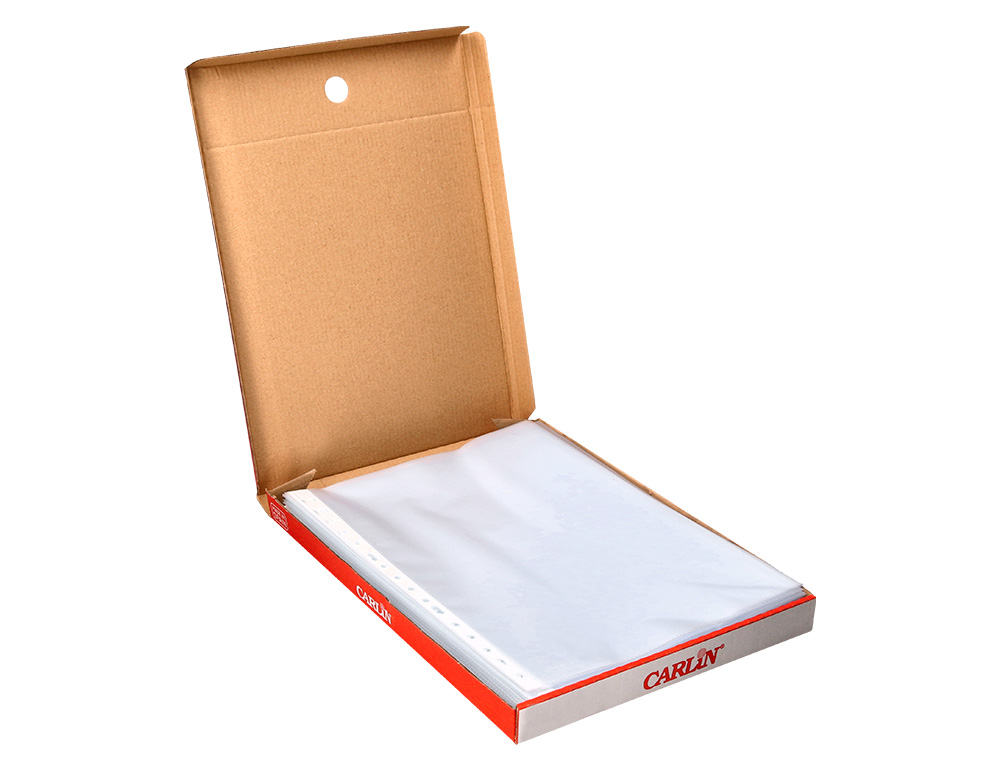 FUNDA MULTITALADRO CARLIN POLIPROPILENO DIN A4 STANDARD 16 TALADROS CAJA DE 100 UNIDADES