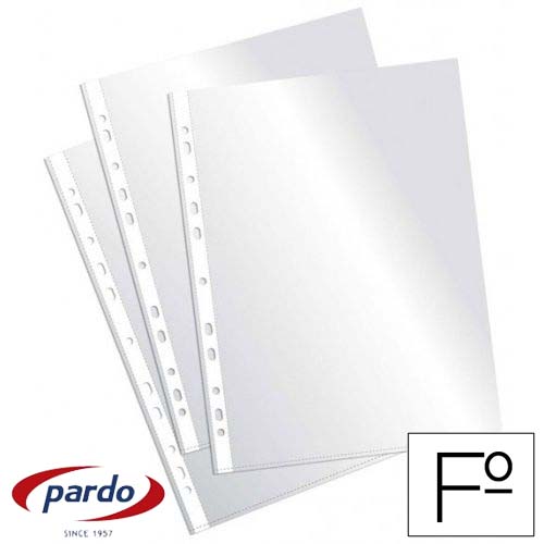 FUNDA MULTITALADRO FOLIO CRISTAL 90 MC. PARDO Caja 100 Ud.