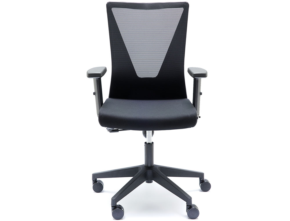 SILLA TIRANA NEGRO RESPALDO MALLA CON BRAZOS REGULABLES