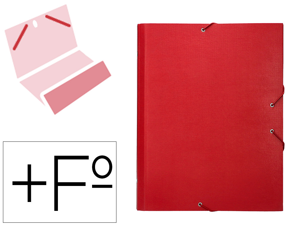 CARPETA CLASIFICADORA LIDERPAPEL 12 DEPARTAMENTOS FOLIO PROLONGADO CARTON FORRADO COLOR ROJO