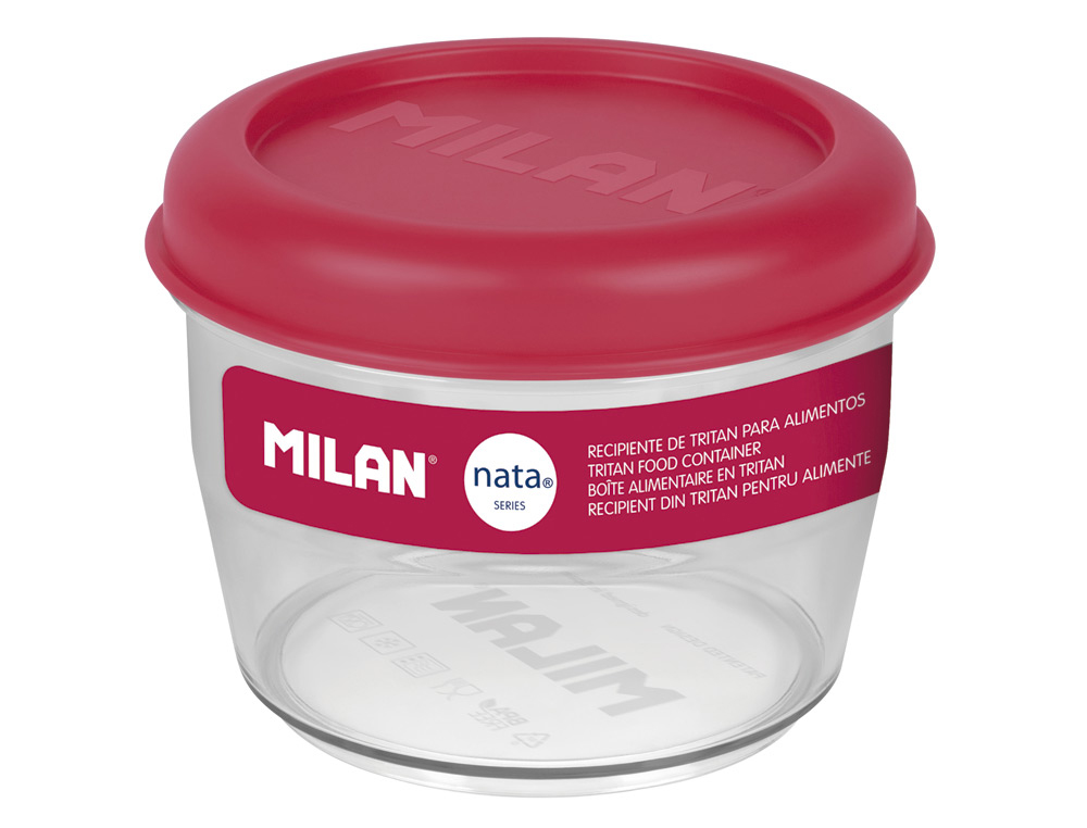 FIAMBRERA MILAN TRITAN SERIE NATA 624 HERMETICA REDONDA CAPACIDAD 0,5 LITROS COLOR ROSA