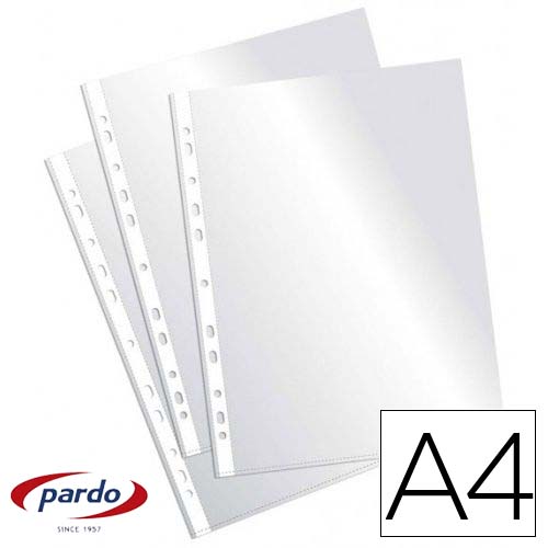 FUNDA MULTITALADRO A4 CRISTAL 90 MICRAS PARDO Caja 100 Ud.)