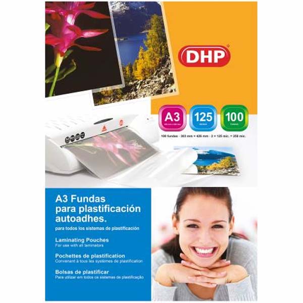 FUNDA DE PLASTIFICAR A3 DHP 125 MICRAS Paq. 100 fundas