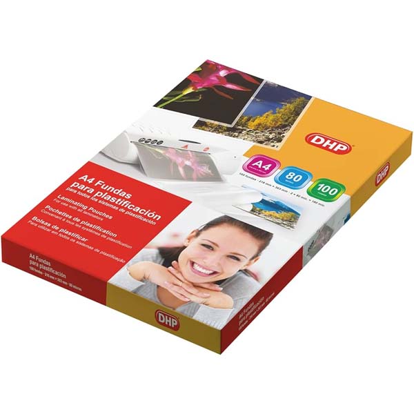 FUNDA DE PLASTIFICAR A4 DHP 80 MICRAS PAQ. 100 FUNDAS