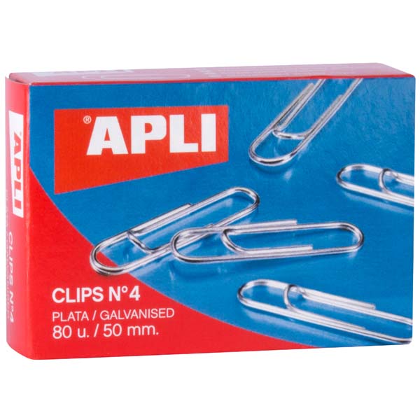 CLIPS APLI NIQUELADOS N 4 LABIADOS 50 MM CAJA DE 80 Ud.