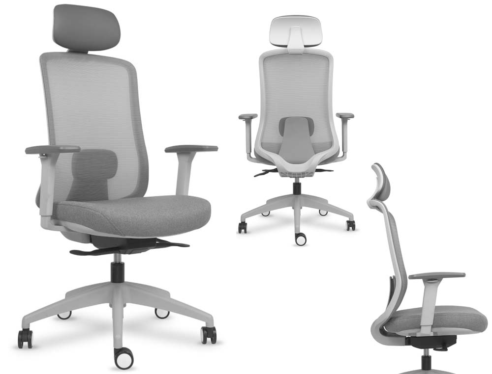 SILLA LANDO GREY CON CABEZAL SYNCRO CON BRAZOS 4D