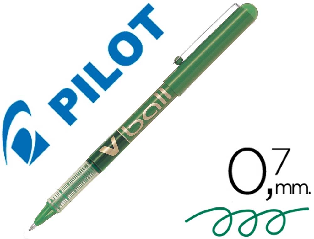 ROTULADOR PILOT ROLLER V-BALL VERDE 0.7 MM