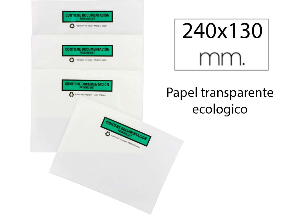 SOBRE PACKING LIST 235X132 ADHESIVO PAPEL CONTIENE DOCUMENTACION CAJA 250UD.