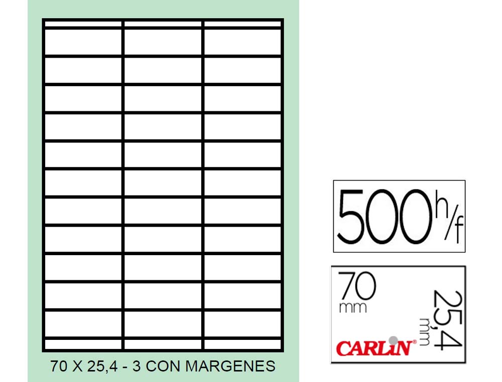 ETIQUETAS ADH. A4 70x25,4MM CAJA 500H. REF.10515