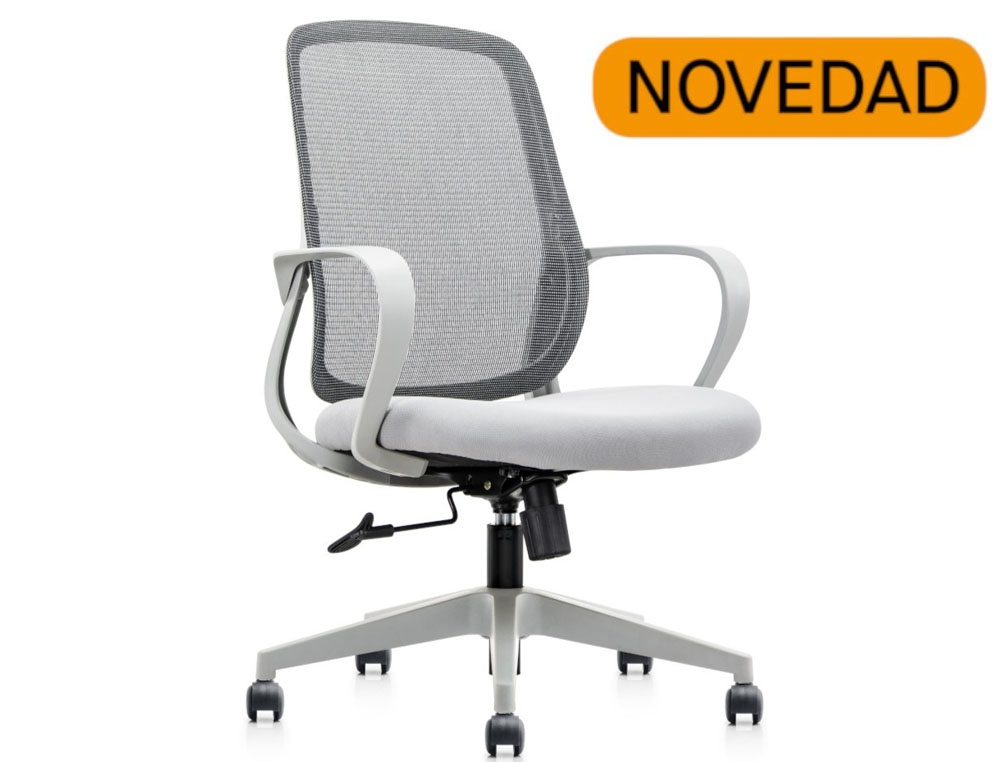 SILLA CIRCLE GREY RESPALDO MALLA CON BRAZOS FIJOS