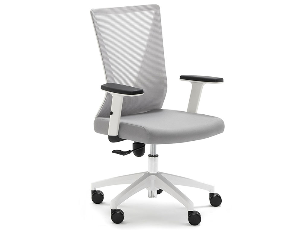 SILLA TIRANA GRIS RESPALDO MALLA CON BRAZOS REG.