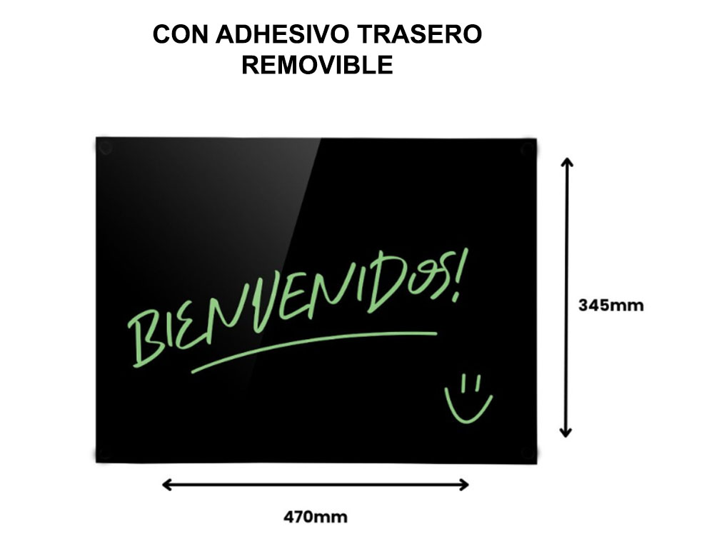 Pizarra mural negra con adhesivo trasero 470x345mm