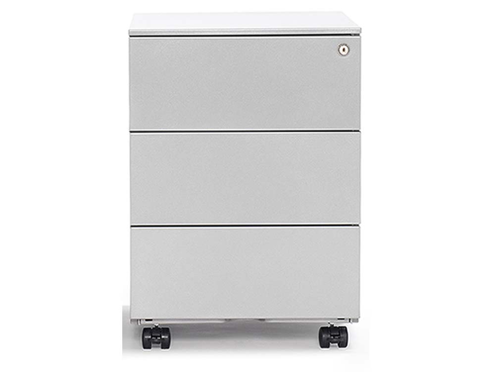 CAJONERA / BUC METALICO 3 CAJONES CON RUEDAS GRIS PLATA EUROMOF